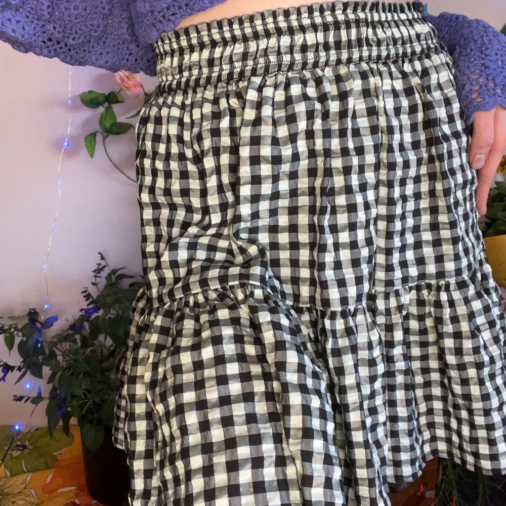 b&w checked topshop skirt